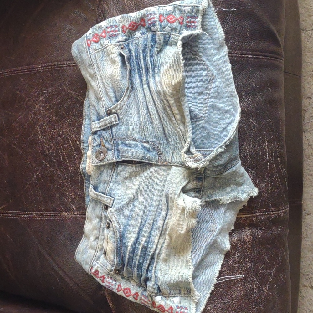 Cutoff distressed jean shorts